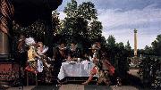 Merry company banqueting on a terrace Esaias Van de Velde